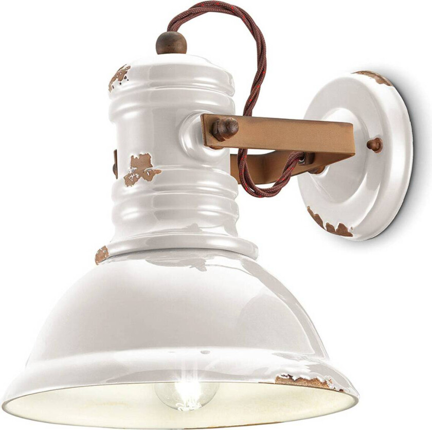Keramisk vegglampe C1693 i hvit, industriell stil