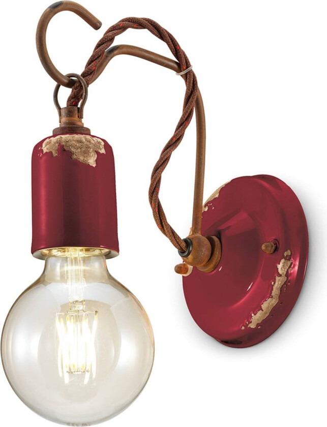 C665 vegglampe i vintagestil, vinrød