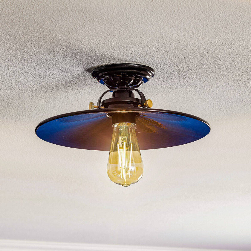 Taklampe Edoardo i svart keramikk, 31 cm