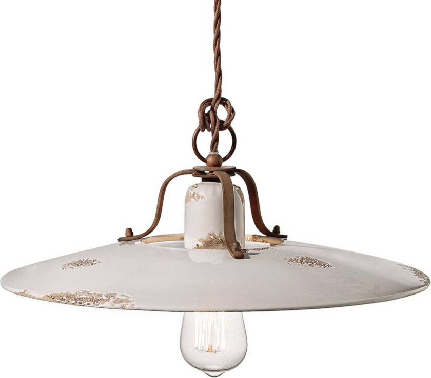 Hvit, antikk pendellampe Giorgia av keramikk