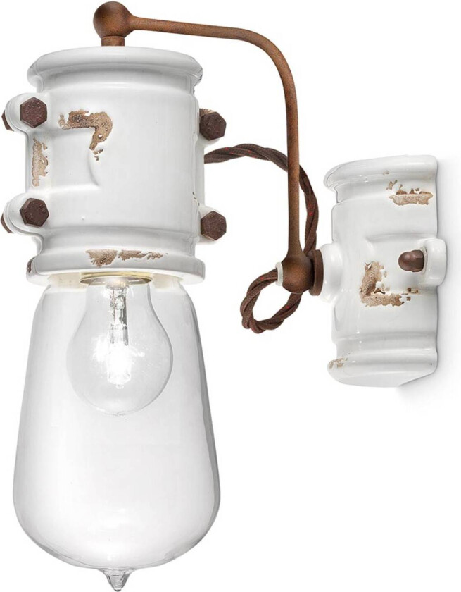 Hvit vegglampe Nicolo i vintagestil