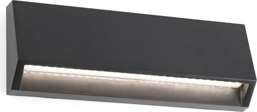 Kantet utendørs LED-vegglampe Must, bredde 21,7 cm