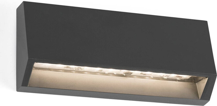 Kantet utendørs LED-vegglampe Must, bredde 15,8 cm