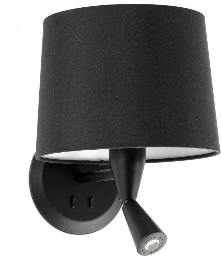 Vegglampe Conga med LED-leselampe, svart