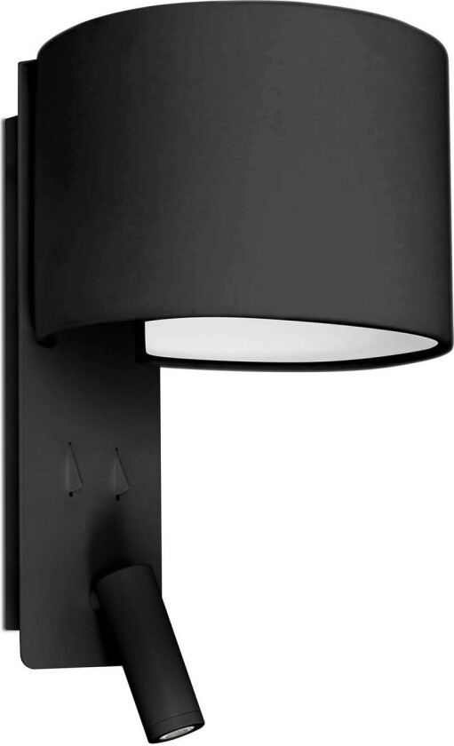 Vegglampe Fold med LED-leselampe, svart