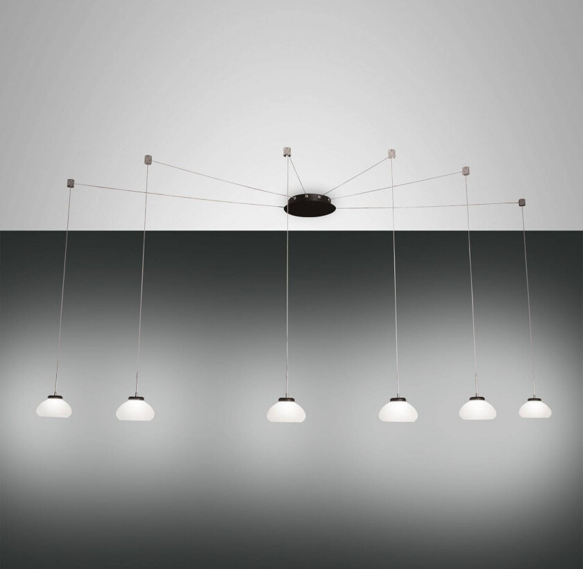 Hengelampe Arabella desentral 6 lyskilder, hvit