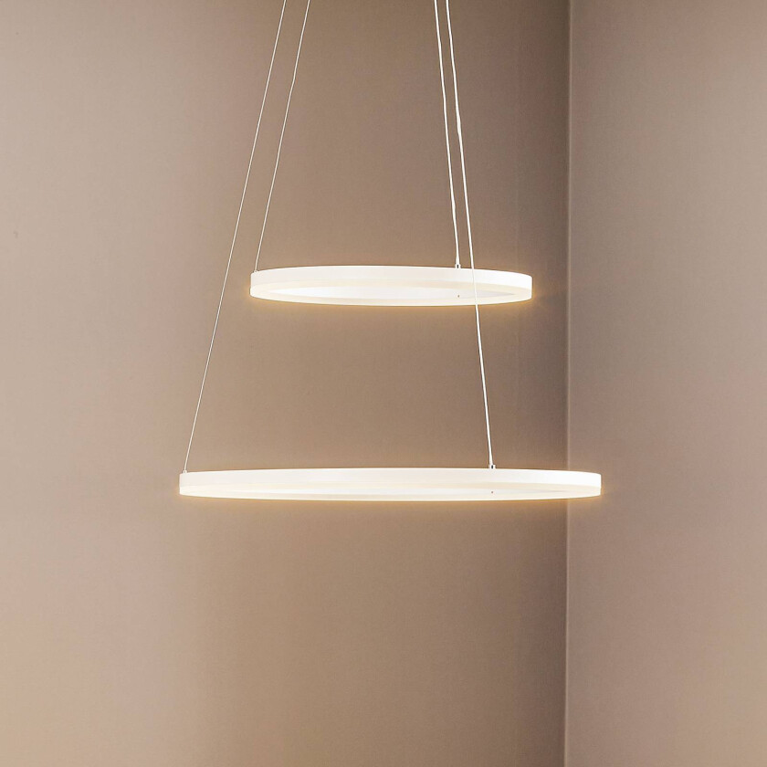 LED-pendellampe Giotto, 2 lyskilder, hvit
