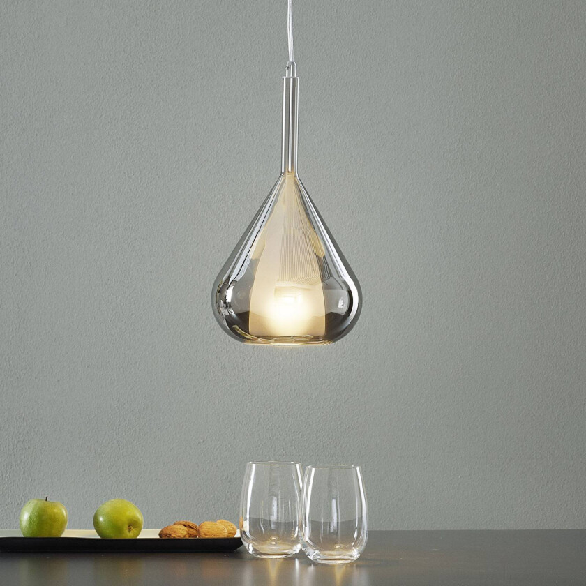 Pendellampe lilla, røykgrå, 1-lampe, glass