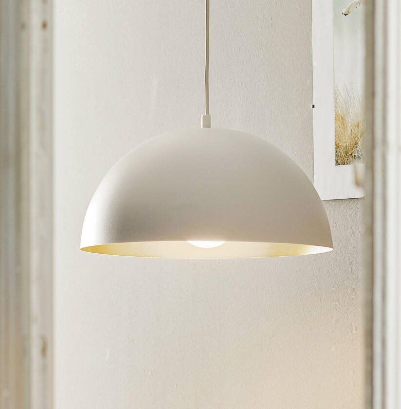 Hengelampe beta i hvit og gull