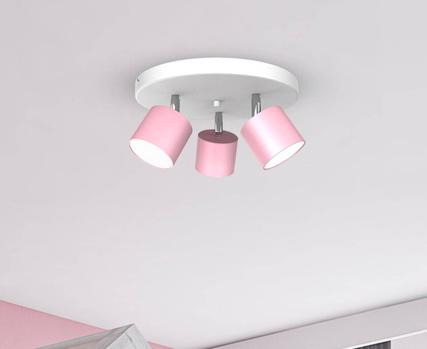 Takspot Cloudy 3 lyskilder rund rosa