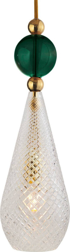 EBB & FLOW Smykke L gullfarget krystallruter grønn kule