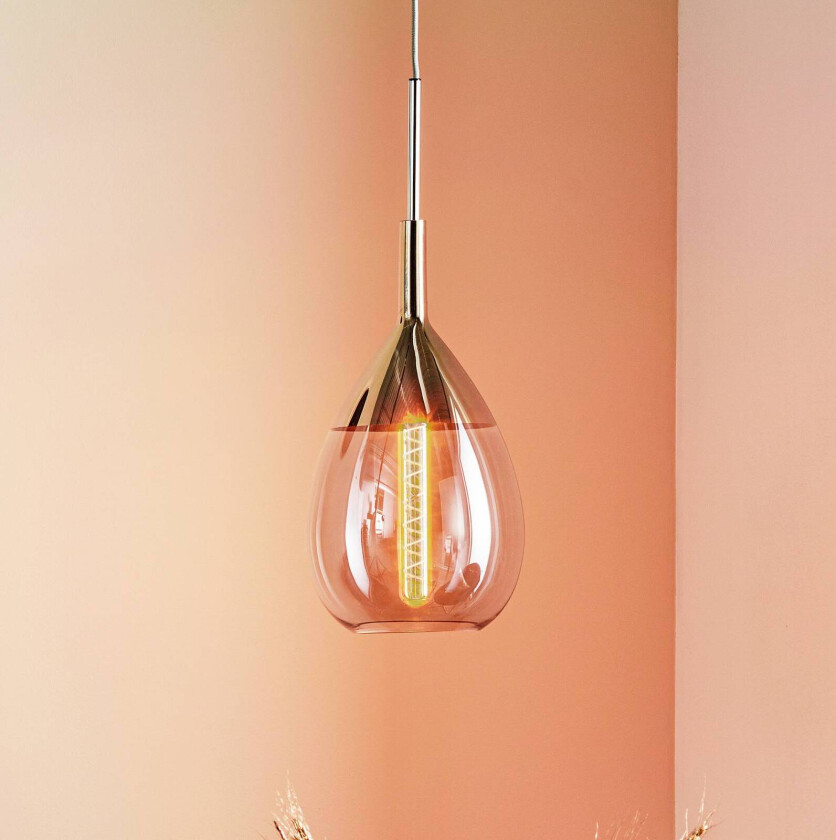 EBB & FLOW Lute hengelampe, platina, grått glass