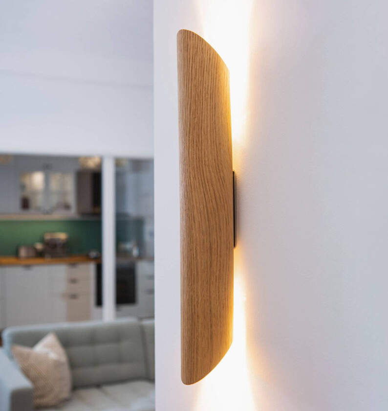 LED-vegglampe Colombia, eik natur