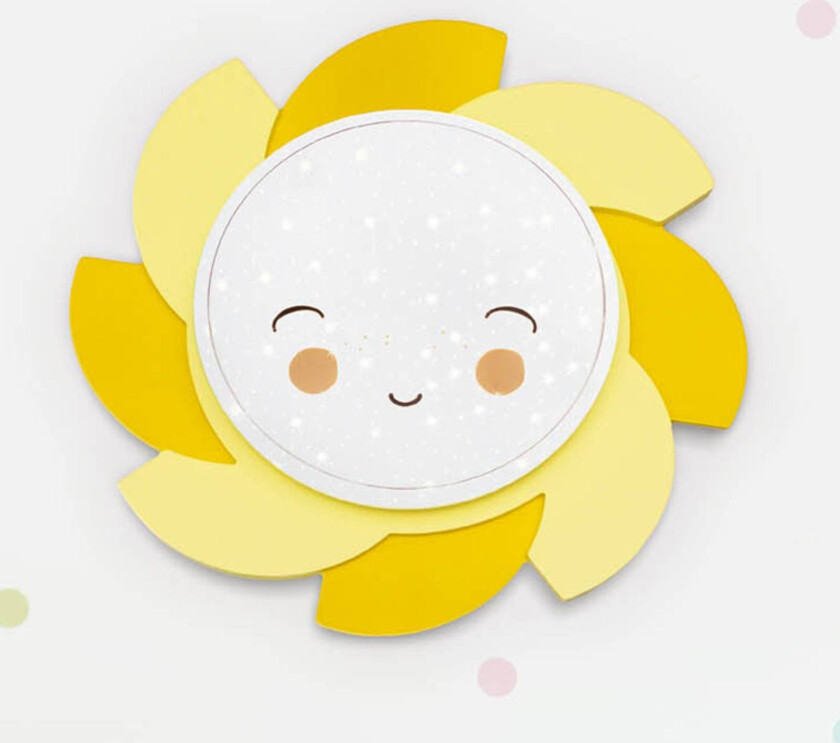 LED-vegglampe Sun Starlight Smile, gul