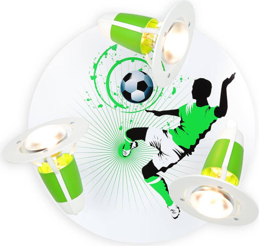 Taklampe Fotball, 3 lyskilder, grønn og hvit