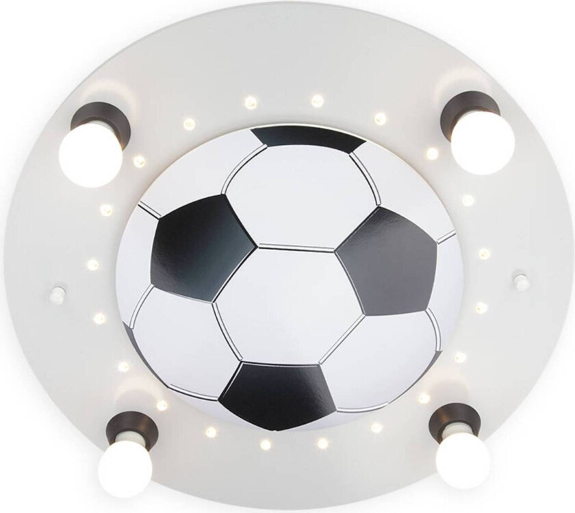 Taklampe Fotball, 4 lyskilder, sølv og hvit