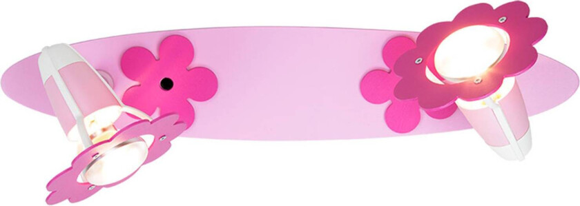 Taklampe Blomst, rosa, panel, 2 lyskilder