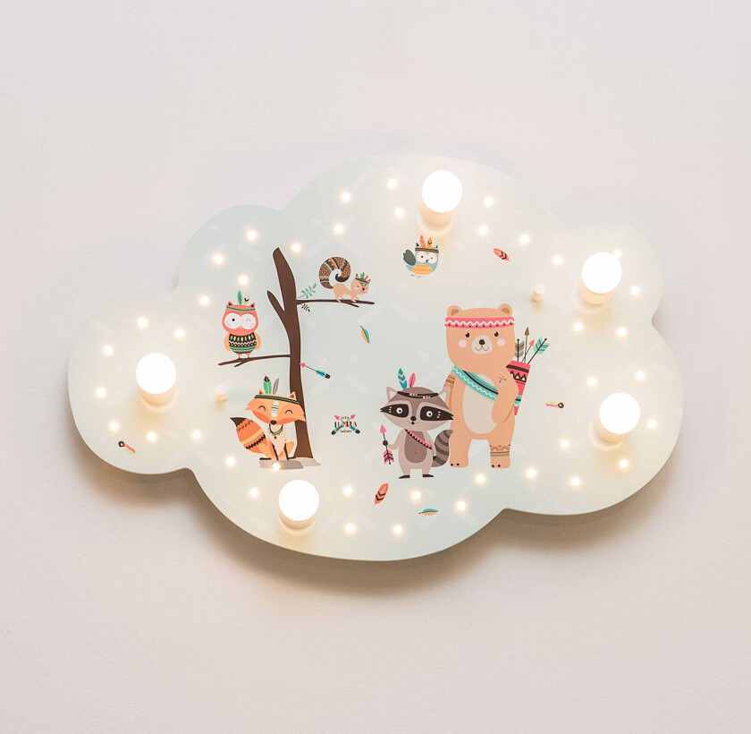 Taklampe Little Indians, bildesky, mint