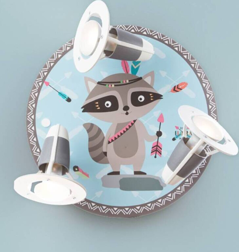 Taklampe Little Indians, Vaskebjørn Oskar, blå