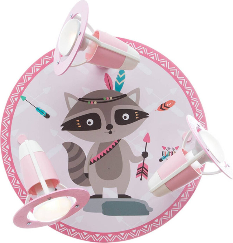 Taklampe Little Indians, Vaskebjørn Oskar, rosa