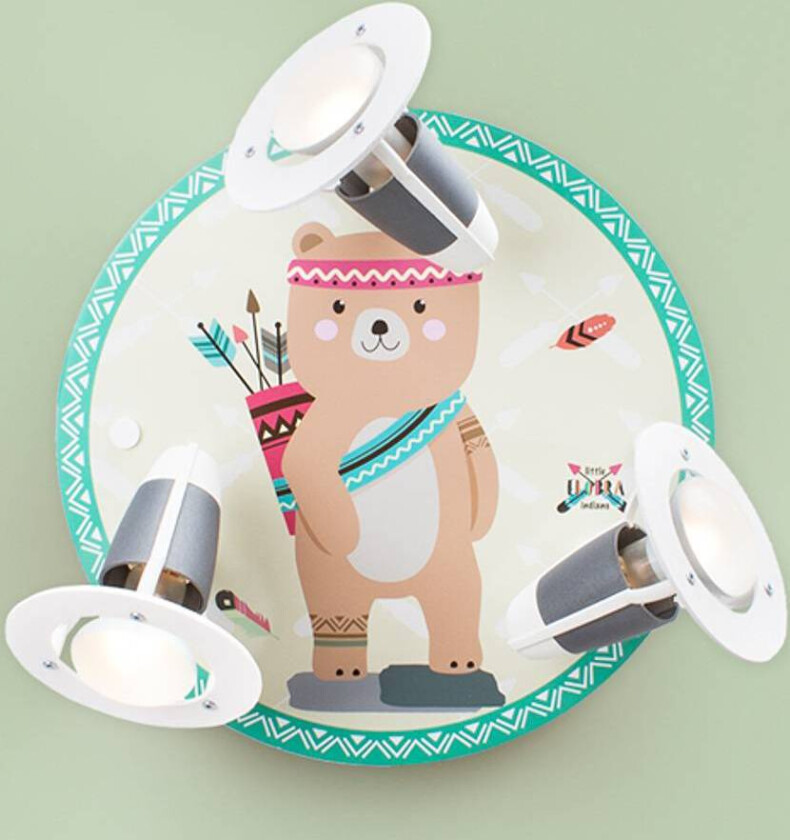 Vegglampe Little Indians, Bamse Bjørn, gul-grønn