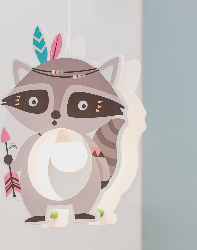 Hengelampe Little Indians, Vaskebjørn Oskar, grå