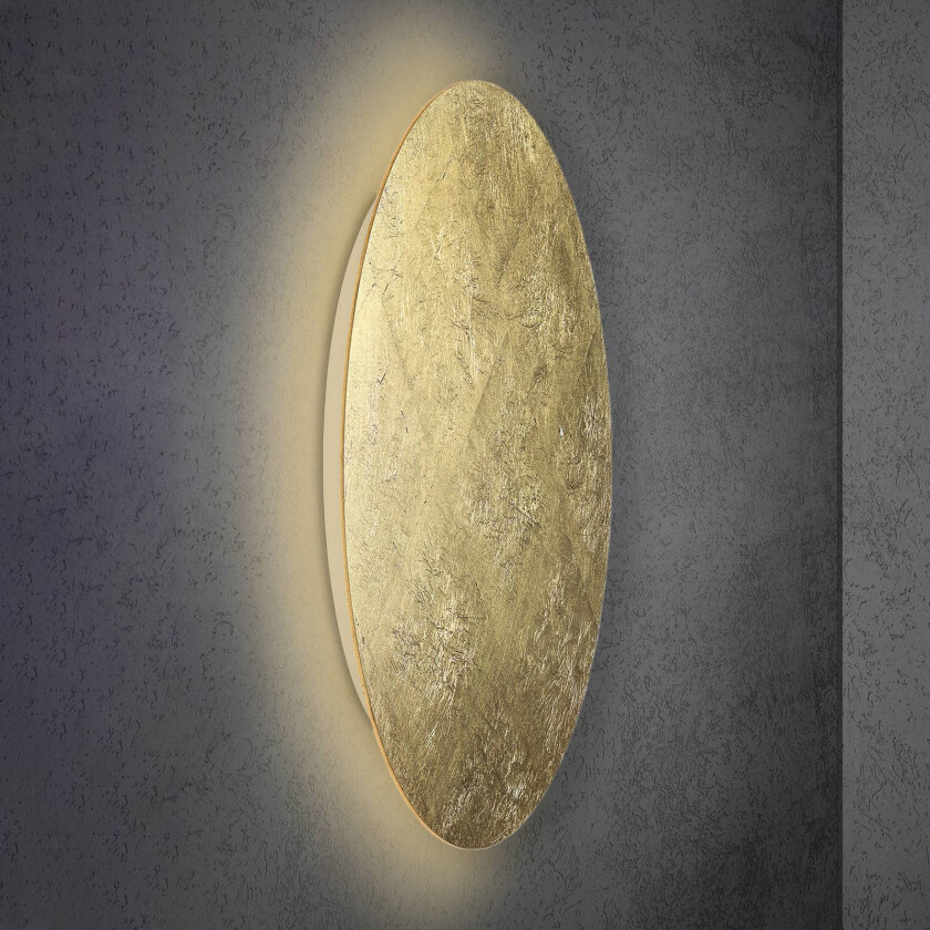 Blade LED-vegglampe, bladgull, Ø 95 cm