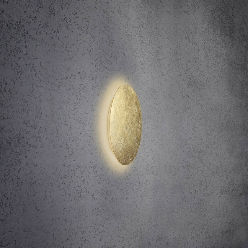 Blade LED-vegglampe, bladgull, Ø 34 cm