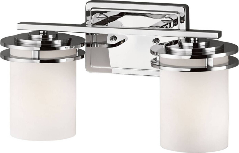 LED-vegglampe Hendrik IP44 krom/glass, 2 lyskilder