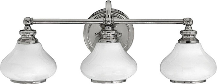 Kromfarget vegglampe Ainsley i opalglass til badet