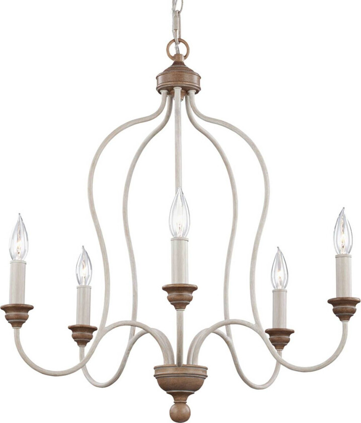 Lysekrone Hartsville, kalkhvit, 5 lyskilder