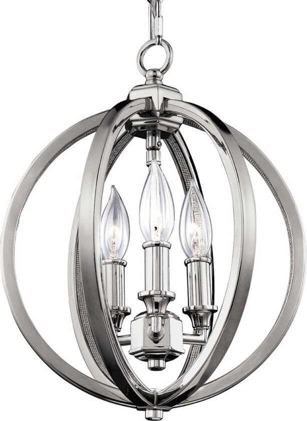 Imponerende hengelampe Corinne i polert nikkel