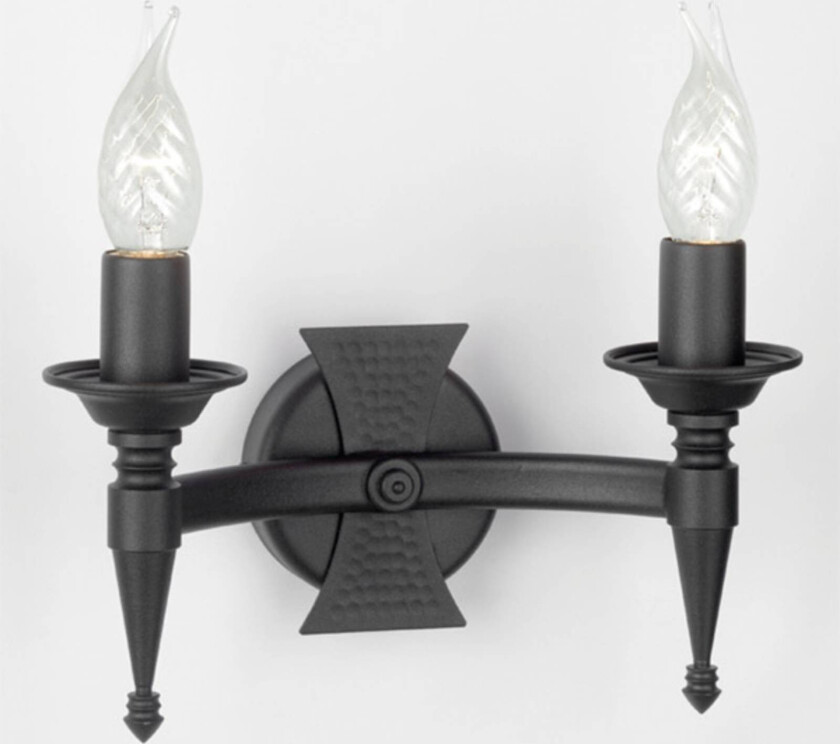 SAXON vegglampe i svart med to lys