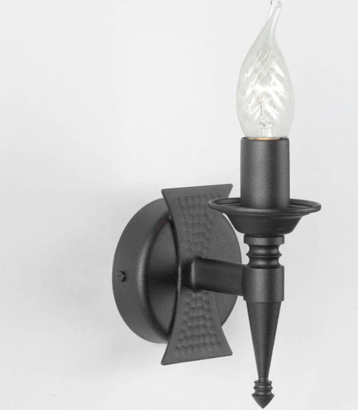 Middelaldersk SAXON vegglampe i svart med et lys