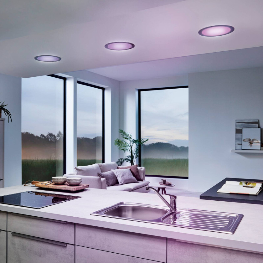 LED innfellingslampe Fueva-C, Ø 22,5 cm, nikkel