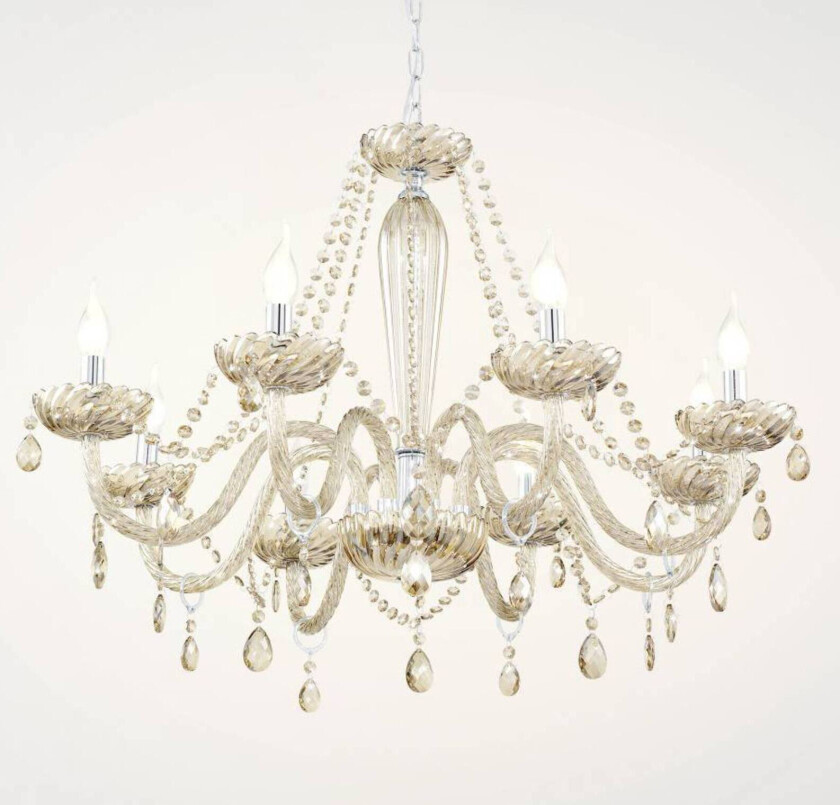 Konjakkfarget lysekrone Basilano i glass