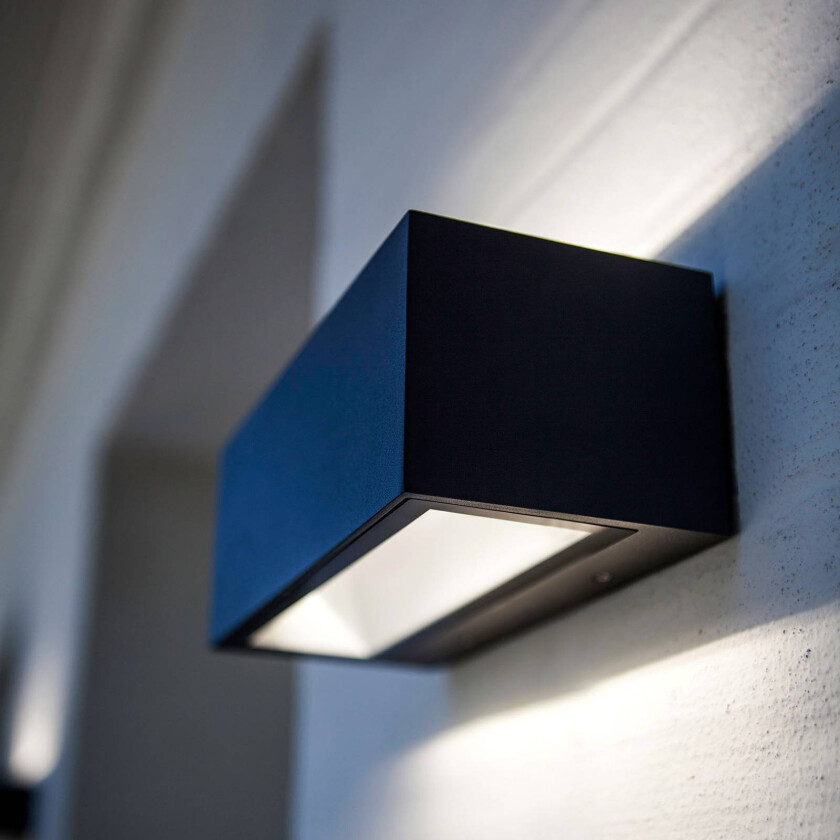 Utendørs LED-vegglampe Gemini, 22 cm 3 000 K svart