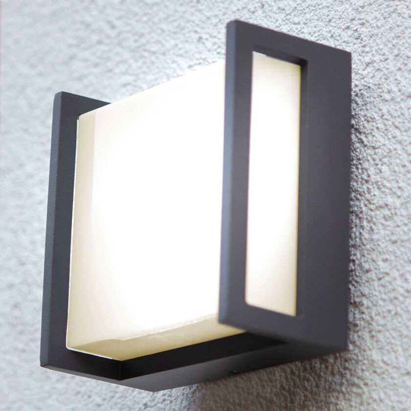 Utendørs LED-vegglampe Qubo, 14 cm x 14 cm