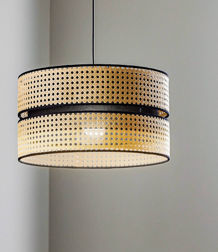 Hengelampe Duo, rotting, Ø 40 cm, beige/svart