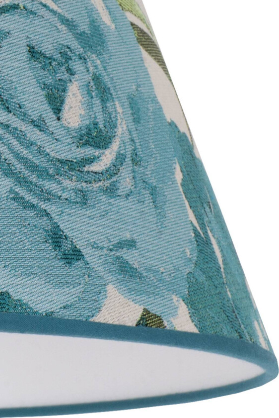 Lampeskjerm Sofia høyde 15,5cm blomstermøns turkis