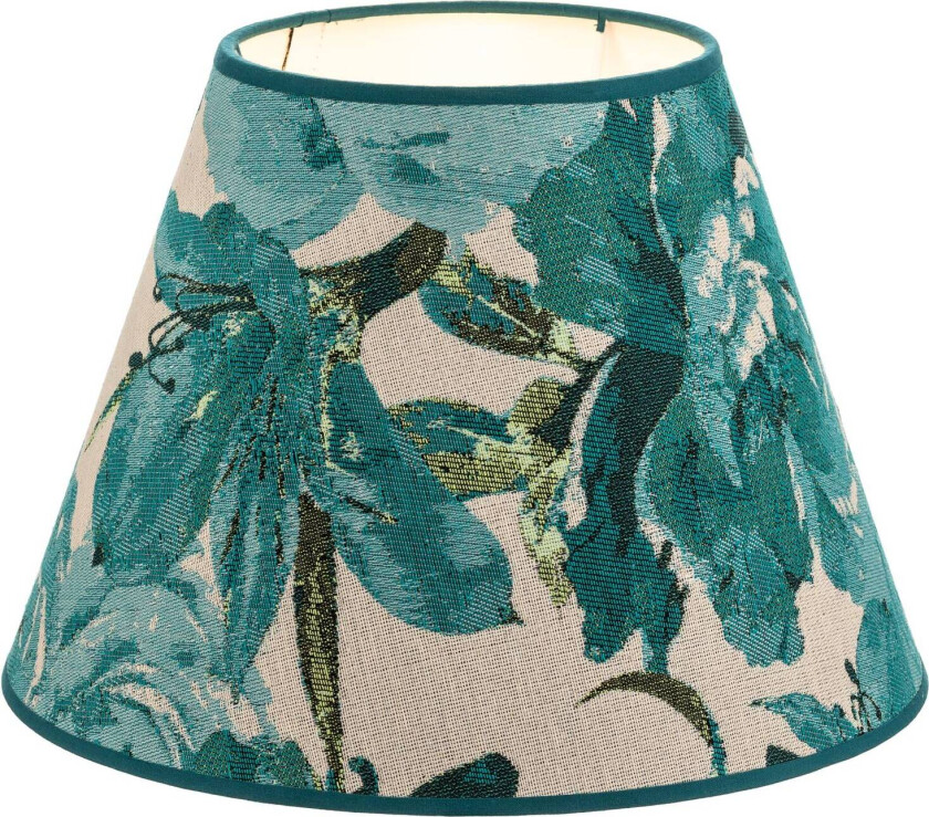 Lampeskjerm Sofia høyde 21 cm, blomstermøns turkis