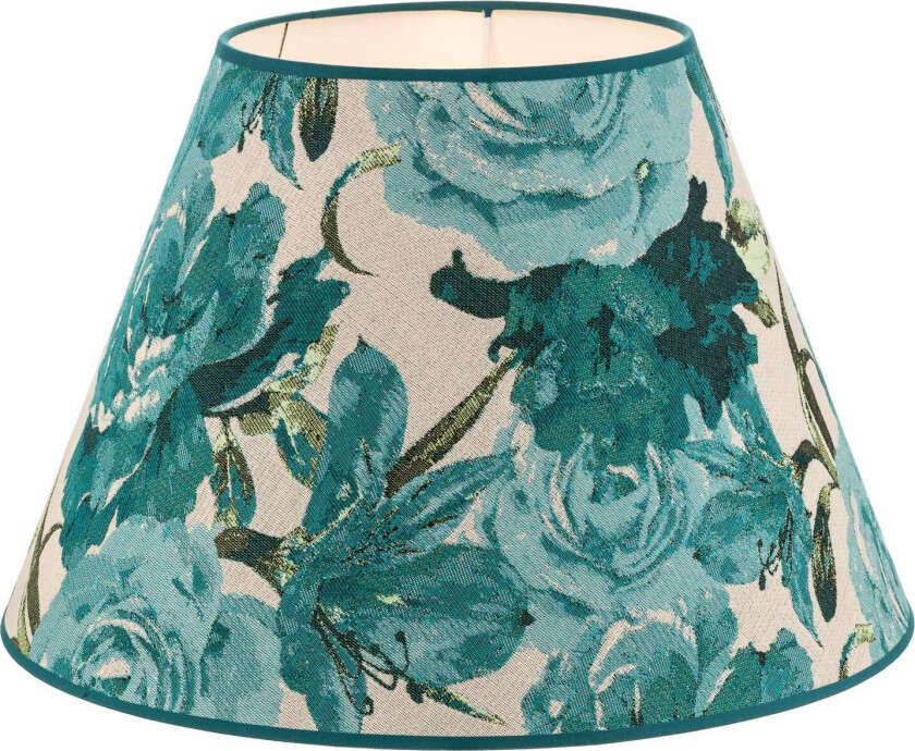 Lampeskjerm Sofia høyde 31 cm, blomstermøns turkis