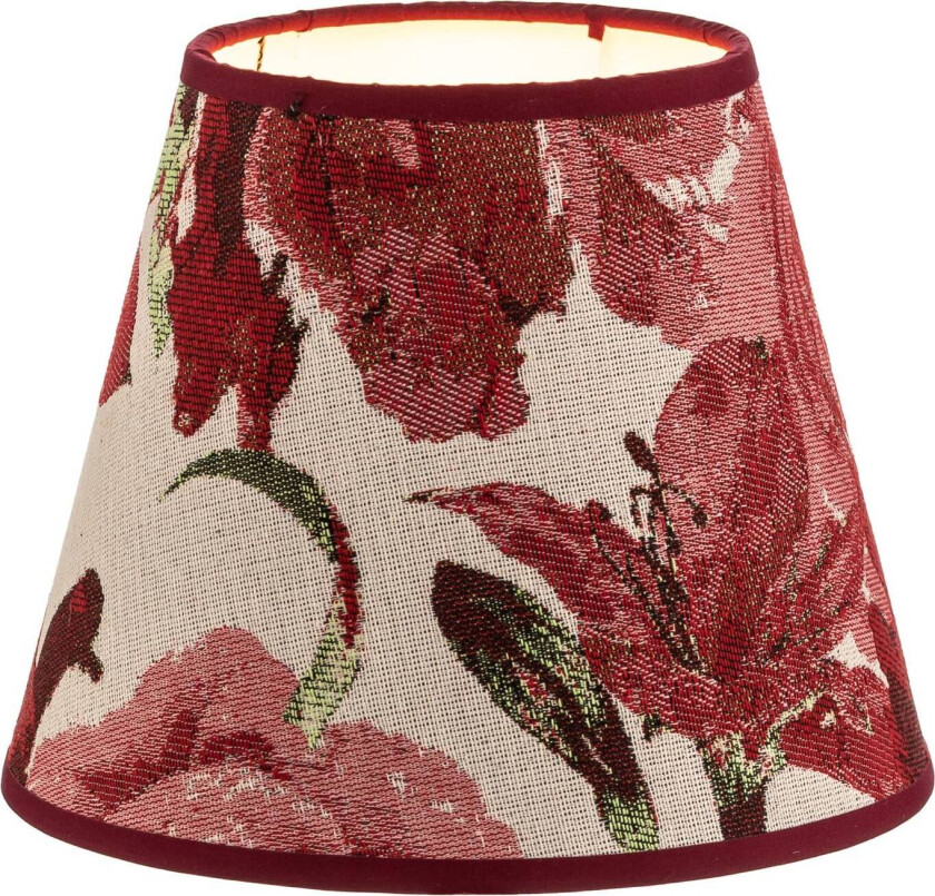 Lampeskjerm Sofia høyde 15,5 cm, blomstermønst rød