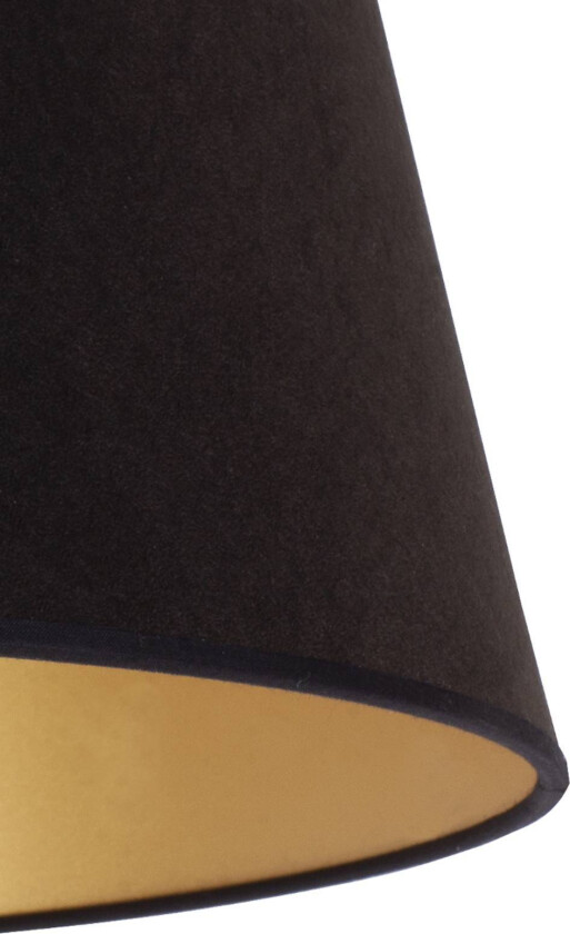 Kegleformet lampeskjerm, høyde 25,5 cm, svart/gull