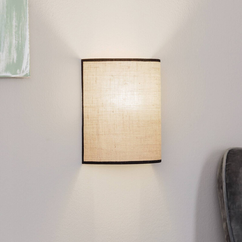 Vegglampe Jute&black, naturbrun, halvrund