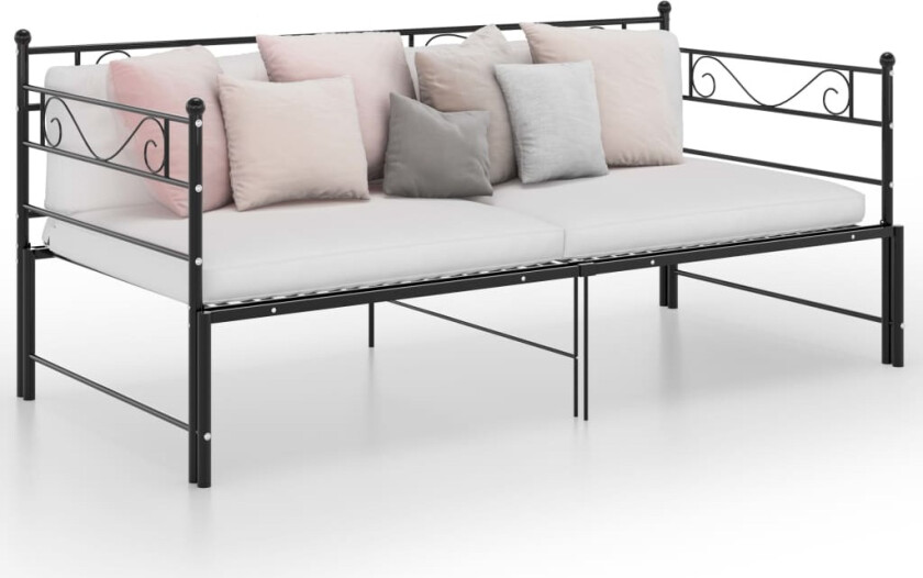 Uttrekkbar ramme til sovesofa svart metall 90x200 cm