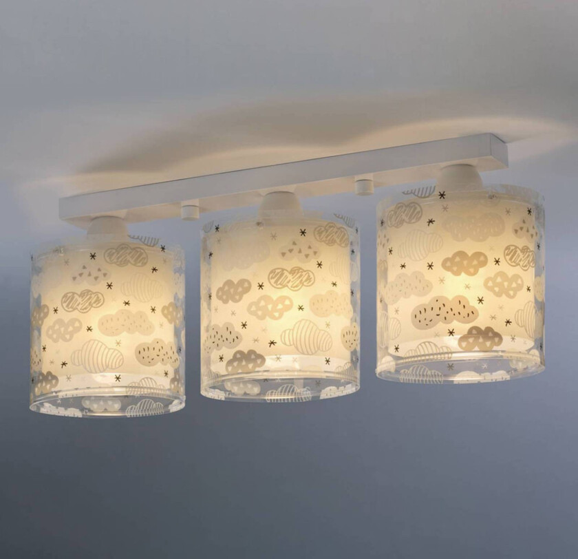 Clouds taklampe til barnerommet 3-lys grå
