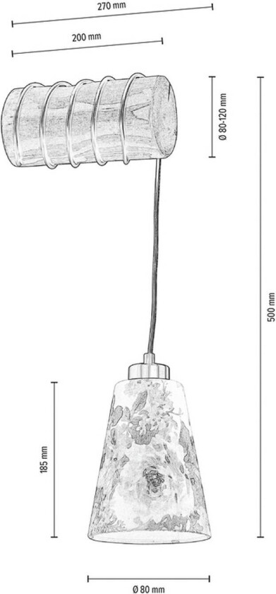 Vegglampe Flarino, furutre, 1 lyskilde