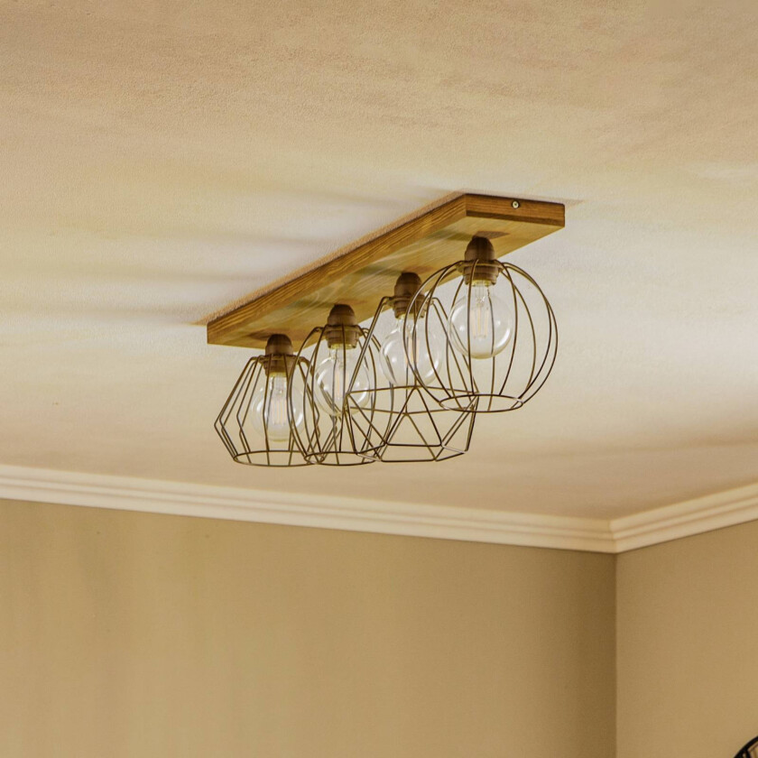 Various taklampe 4 lys, mørk furu