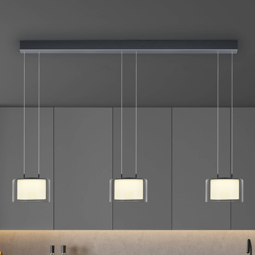 Grand Smoke LED-hengelampe, 3 lyskilder